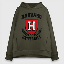 Толстовка оверсайз женская Harvard University, цвет: хаки