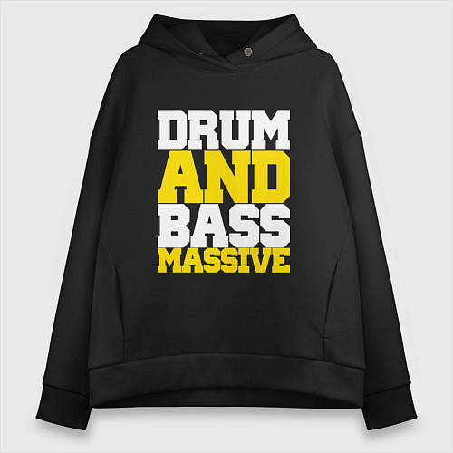 Женское худи оверсайз DRUM AND BASS MASSIVE / Черный – фото 1