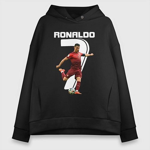 Женское худи оверсайз Ronaldo 07 / Черный – фото 1