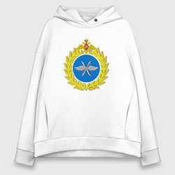 Толстовка оверсайз женская Герб ВВС России, цвет: белый