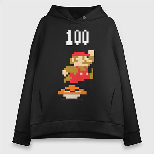 Женское худи оверсайз Mario: 100 coins / Черный – фото 1