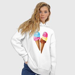 Толстовка оверсайз женская Мороженое, цвет: белый — фото 2