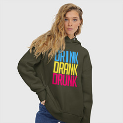 Толстовка оверсайз женская Drink Drank Drunk, цвет: хаки — фото 2