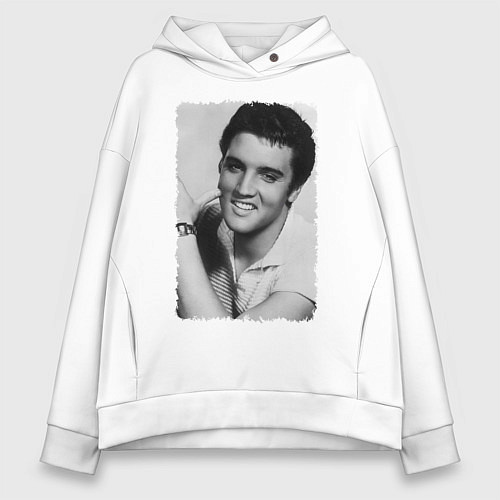 Женское худи оверсайз Улыбка Элвиса / Белый – фото 1