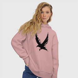 Толстовка оверсайз женская Черный ворон, цвет: пыльно-розовый — фото 2