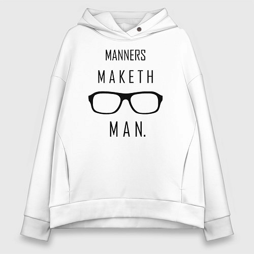 Женское худи оверсайз Kingsman: Manners maketh man / Белый – фото 1