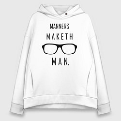 Толстовка оверсайз женская Kingsman: Manners maketh man, цвет: белый