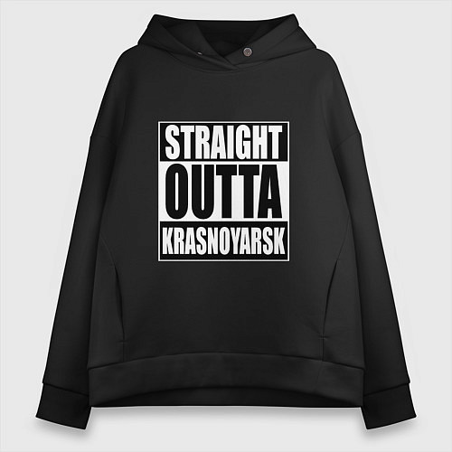 Женское худи оверсайз Straight Outta Krasnoyarsk / Черный – фото 1