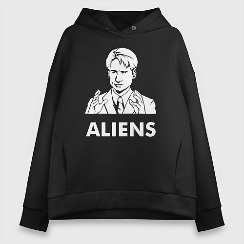 Женское худи оверсайз Mulder Aliens / Черный – фото 1