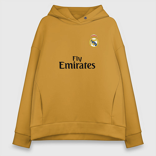 Женское худи оверсайз Real Madrid: Fly Emirates / Горчичный – фото 1