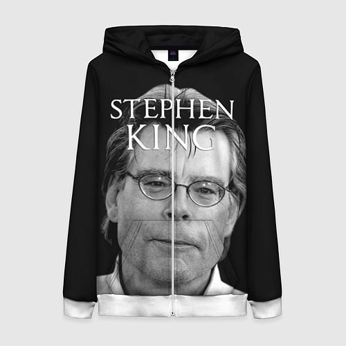 Женская толстовка на молнии Стивен Кинг - Король ужасов / 3D-Белый – фото 1