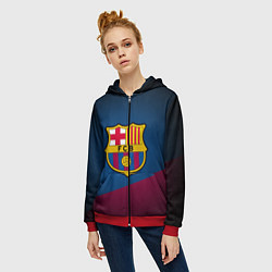 Толстовка на молнии женская FCB Barcelona, цвет: 3D-красный — фото 2