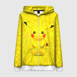 Толстовка на молнии женская Pikachu, цвет: 3D-белый