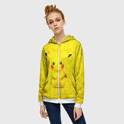 Толстовка на молнии женская Pikachu, цвет: 3D-белый — фото 2