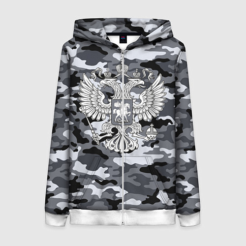 Женская толстовка на молнии Городской камуфляж Россия / 3D-Белый – фото 1