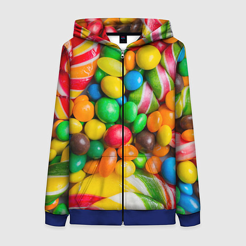 Женская толстовка на молнии Сладкие конфетки / 3D-Синий – фото 1