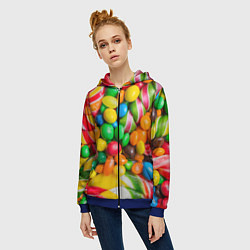 Толстовка на молнии женская Сладкие конфетки, цвет: 3D-синий — фото 2