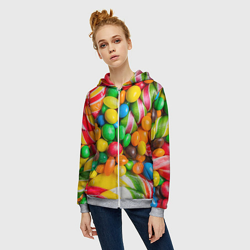 Женская толстовка на молнии Сладкие конфетки / 3D-Меланж – фото 3