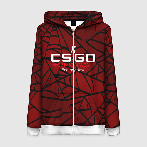 Женская толстовка на молнии Cs:go - Crimson Web Style Factory New Кровавая пау / 3D-Белый – фото 1