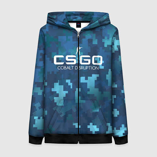 Женская толстовка на молнии Cs:go - Cobalt Disruption Ржавый кобальт / 3D-Черный – фото 1