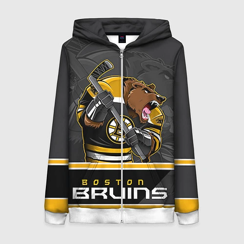 Женская толстовка на молнии Boston Bruins / 3D-Белый – фото 1