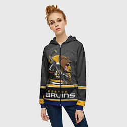Толстовка на молнии женская Boston Bruins, цвет: 3D-синий — фото 2