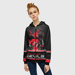 Толстовка на молнии женская New Jersey Devils, цвет: 3D-черный — фото 2