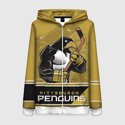 Толстовка на молнии женская Pittsburgh Penguins, цвет: 3D-белый