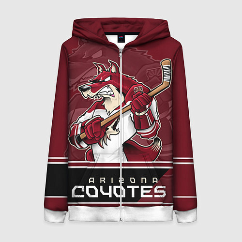 Женская толстовка на молнии Arizona Coyotes / 3D-Белый – фото 1