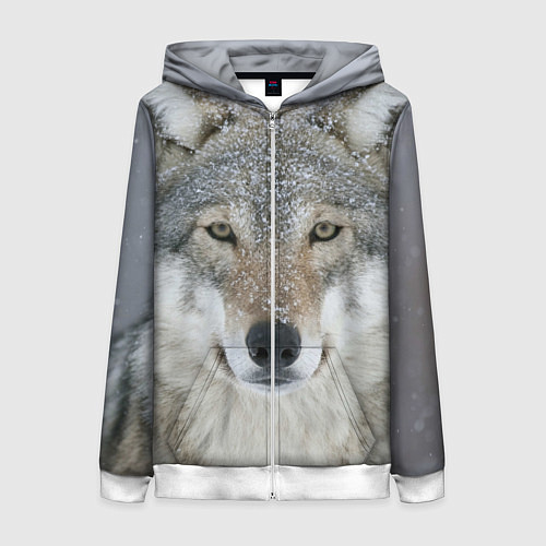 Женская толстовка на молнии Милый волк / 3D-Белый – фото 1