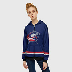 Толстовка на молнии женская Columbus Blue Jackets, цвет: 3D-черный — фото 2