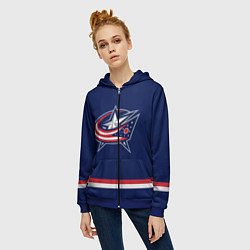 Толстовка на молнии женская Columbus Blue Jackets, цвет: 3D-синий — фото 2