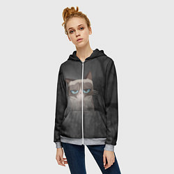 Толстовка на молнии женская Grumpy Cat, цвет: 3D-меланж — фото 2
