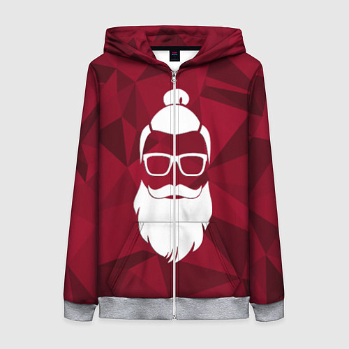 Женская толстовка на молнии Санта хипстер / 3D-Меланж – фото 1