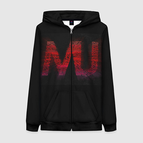 Женская толстовка на молнии Manchester United team / 3D-Черный – фото 1