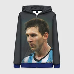 Толстовка на молнии женская Leo Messi, цвет: 3D-синий