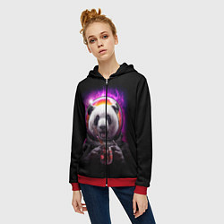 Толстовка на молнии женская Panda Cosmonaut, цвет: 3D-красный — фото 2