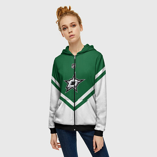 Женская толстовка на молнии NHL: Dallas Stars / 3D-Черный – фото 3