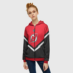 Толстовка на молнии женская NHL: New Jersey Devils, цвет: 3D-красный — фото 2