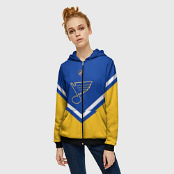 Толстовка на молнии женская NHL: St. Louis Blues, цвет: 3D-черный — фото 2