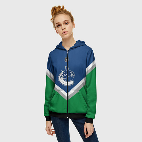 Женская толстовка на молнии NHL: Vancouver Canucks / 3D-Черный – фото 3