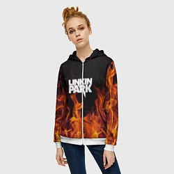 Толстовка на молнии женская Linkin Park: Hell Flame, цвет: 3D-белый — фото 2