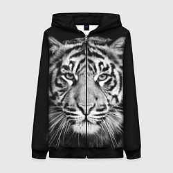 Толстовка на молнии женская Мордочка тигра, цвет: 3D-черный