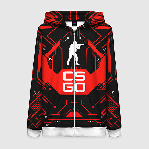 Женская толстовка на молнии CS:GO Techno Style / 3D-Белый – фото 1