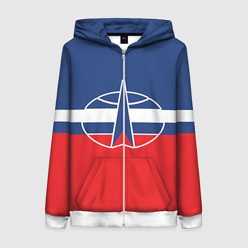 Женская толстовка на молнии Флаг космический войск РФ / 3D-Белый – фото 1