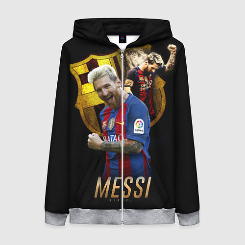 Женская толстовка на молнии Messi Star / 3D-Меланж – фото 1
