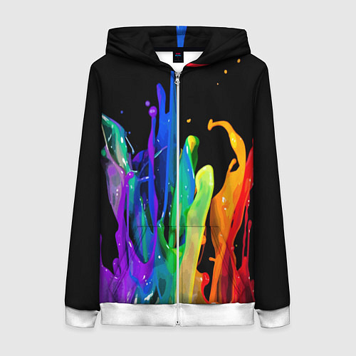 Женская толстовка на молнии Всплеск красок / 3D-Белый – фото 1