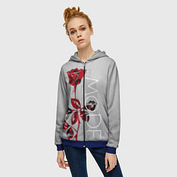 Толстовка на молнии женская Depeche Mode: Red Rose, цвет: 3D-синий — фото 2