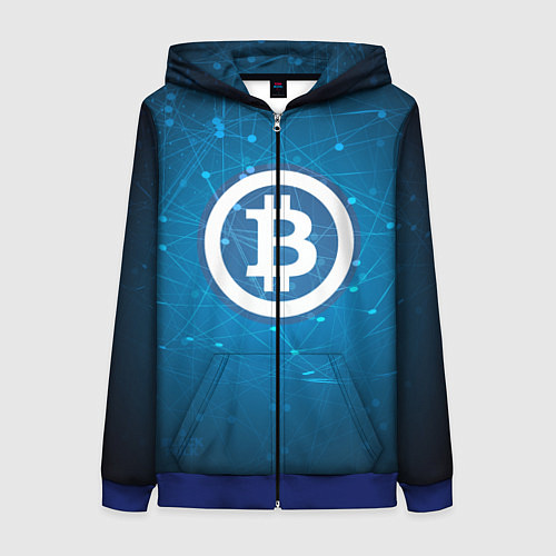 Женская толстовка на молнии Bitcoin Blue / 3D-Синий – фото 1