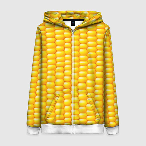 Женская толстовка на молнии Сладкая вареная кукуруза / 3D-Белый – фото 1